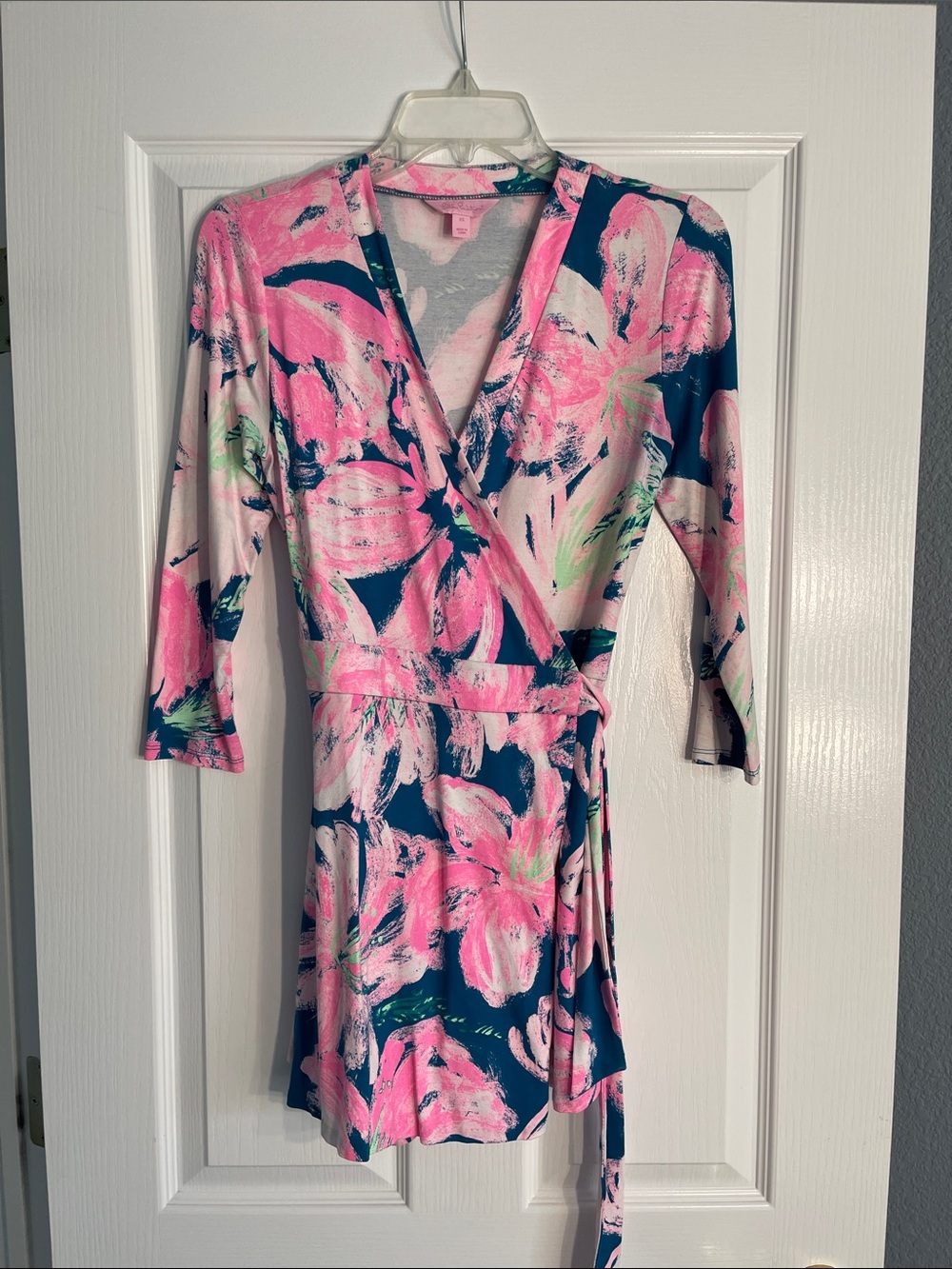 Lilly Pulitzer Pink and Navy Floral Wrap Romper